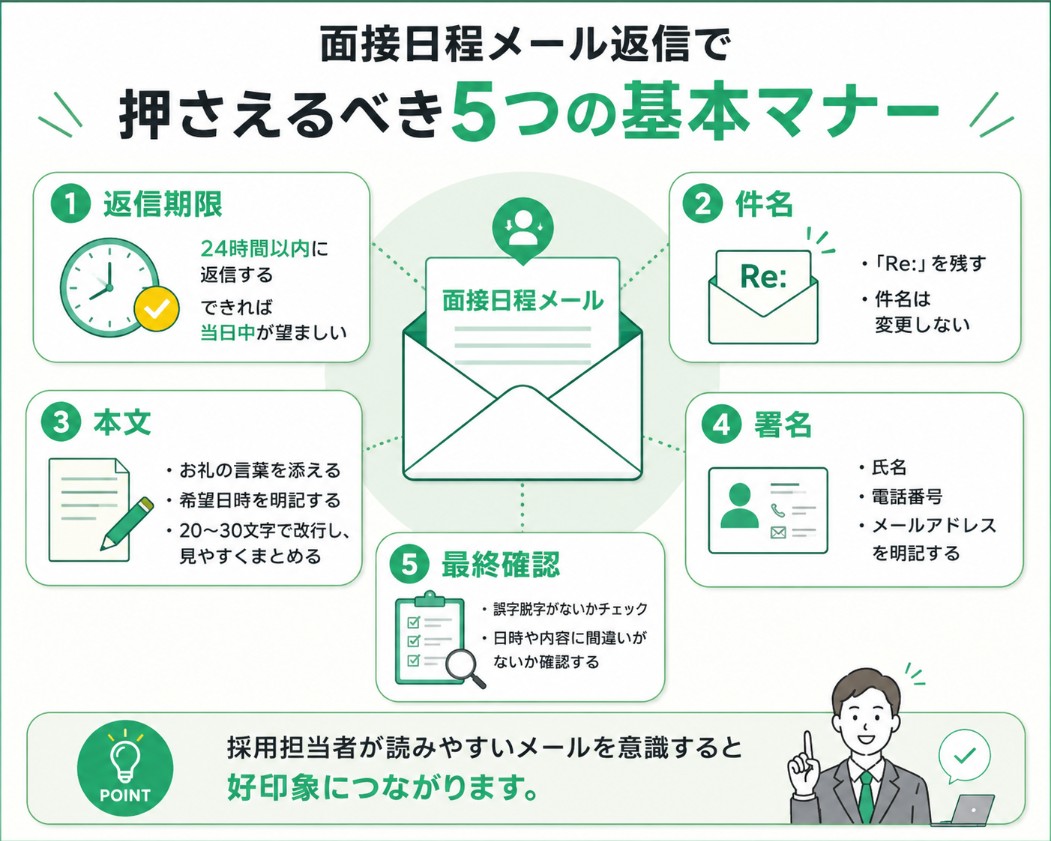 面接日程メール返信で抑えるべき５つの基本マナー