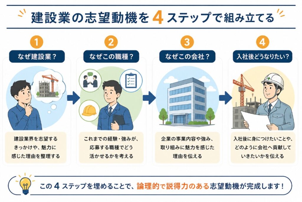 穴埋めで完成！志望動機を作る「4ステップ・テンプレート」