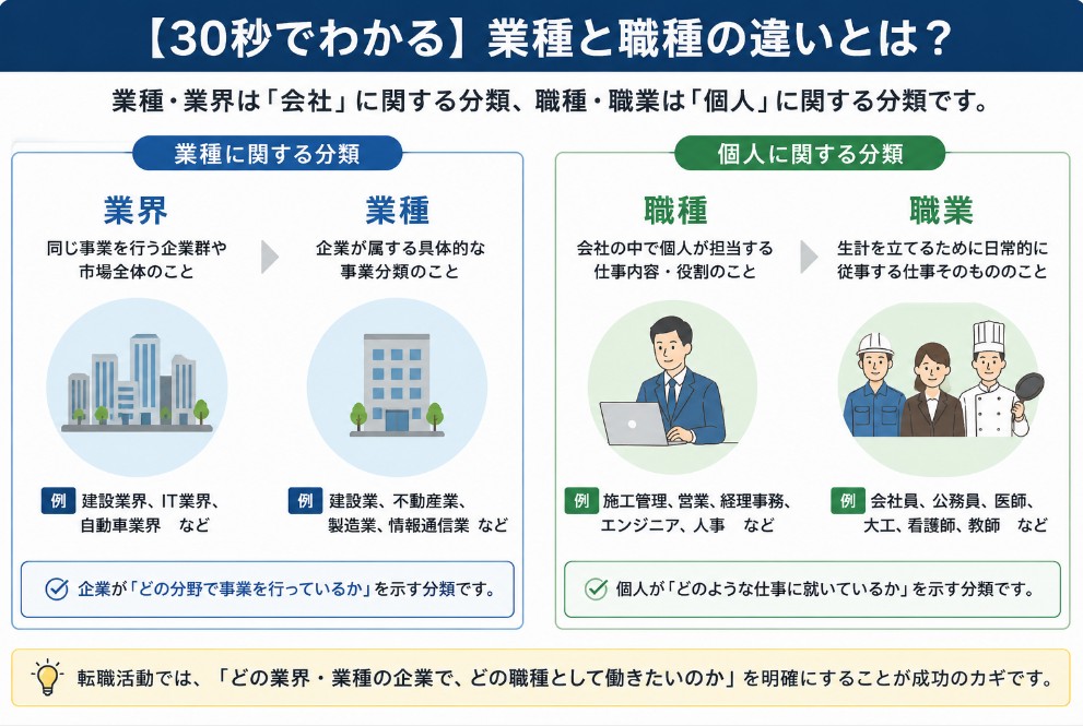 【30秒でわかる】業種と職種の違いとは？