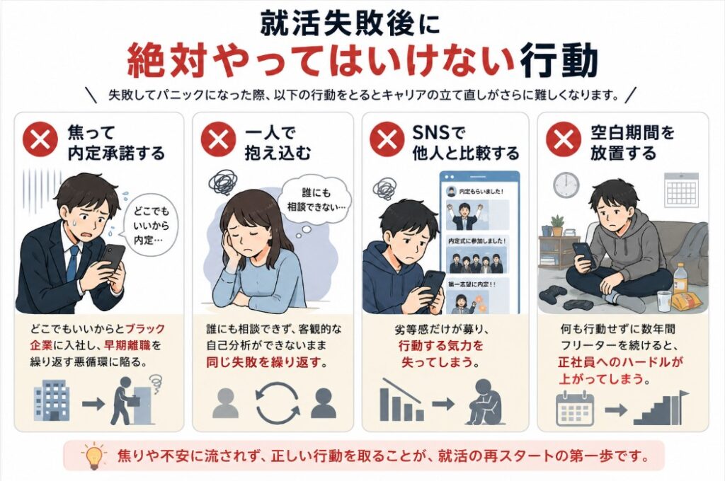 就活失敗後に絶対やってはいけない行動